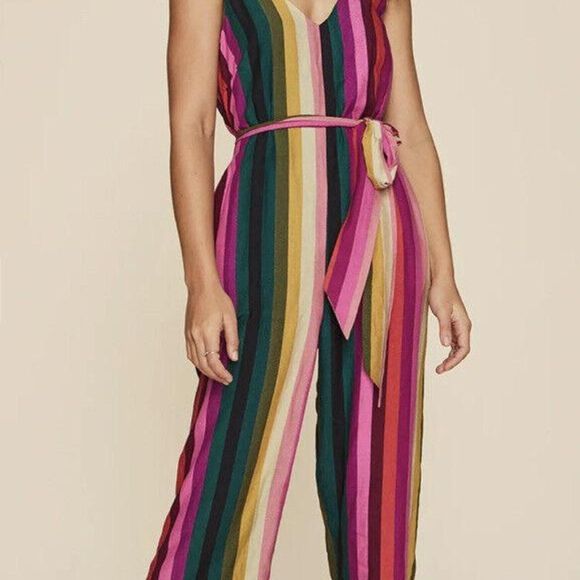 LPA Womens Jumpsuit Skylar Multi-colored Stripes Extra Large NWT (DEFECT) (2-13) - Picture 3 of 8